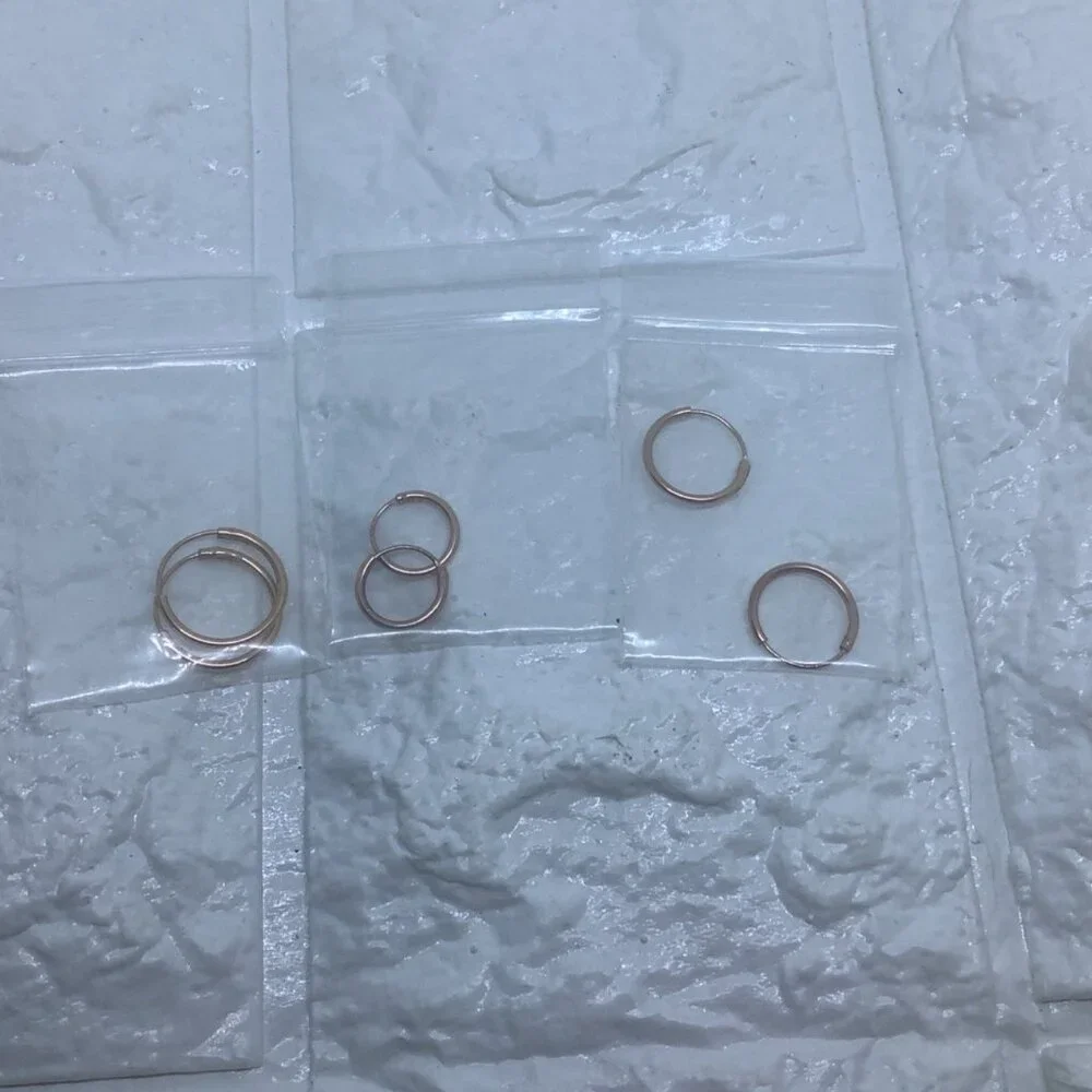 3 Pairs Rose Gold Plated Sterling Silver Hoop Earrings Cartilage Nose Lip Unisex
